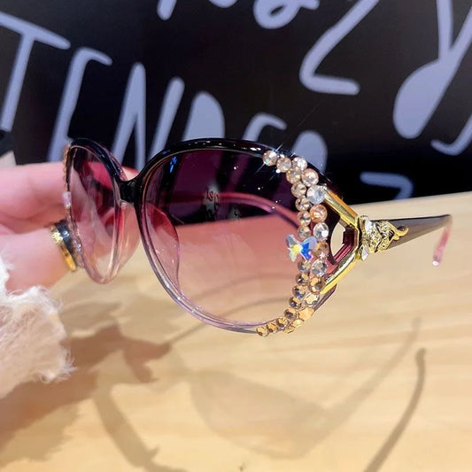 New Fashion Brand Sunglasses Women Luxury Design Sun Glasses Bling Rhinestone Vintage Gradient Lens  Eyeglasses for Female UV400