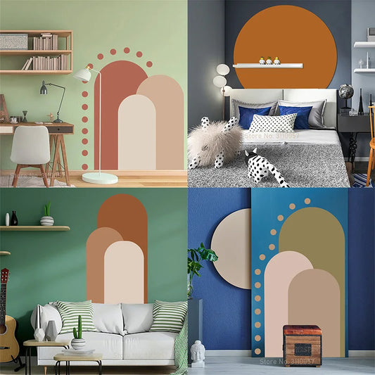 Arched Wall Stickers Large Boho Morandi Abstract Geometric Wall Decals Nordic Style Living Room Kids Room Home Interior Decor