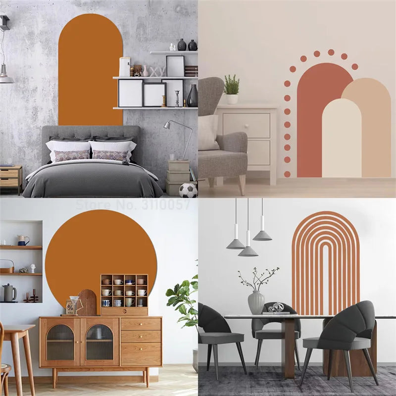 Arched Wall Stickers Large Boho Morandi Abstract Geometric Wall Decals Nordic Style Living Room Kids Room Home Interior Decor