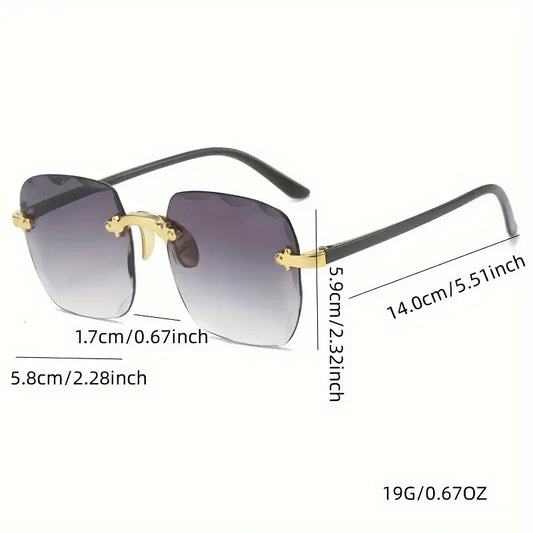 Square Rimless Sunglasses Women Luxury Brand Designer Summer Red Glasses Fashion Sun glasses For Men UV400 Shades Oculos