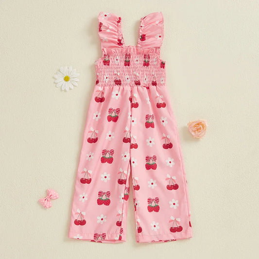 Baby Romper Newborn Kids Baby Girl Summer Clothes Casual Baby Ruffle Sleeveless Strawberry Printed Jumpsuit Girl Baby Overalls