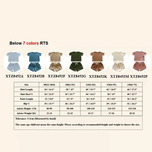 2025 Summer Kids 100% Cotton Shorts Sets Breathable Short Sleeve Outfits for Toddler Boys Girls Children Clothes Sets 1-8years