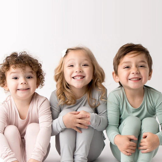 2025 Bamboo Fiber Toddler Kids Pajamas Clothes Solid Hight Elasticity Breathable Sleepwear Set For 9M-7T Boy Girl Loungewear