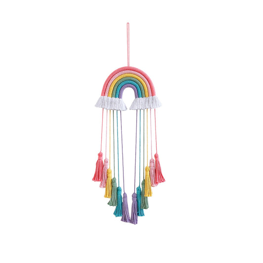 Rainbow Macrame Wall Hanging For Girls Tassel Tapestry Nursery Kawaii Baby Room Decor Handmade Rope Home Decoration Ornament