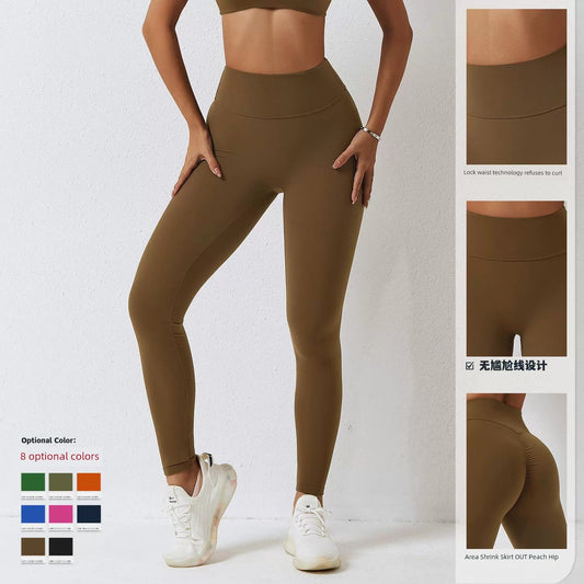 European and American Double-sided Sanding Buttock Lifting Belly Holding Tight Fitness Pants Yoga Pants Outer Wear Running High Waist Stretch Sweat pants Women