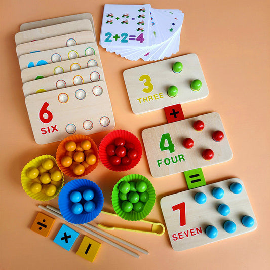 Kids Montessori Wooden Toys Hands Brain Training Clip Beads Chopsticks Beads Toys Early Educational Puzzle Board Math Game To L1