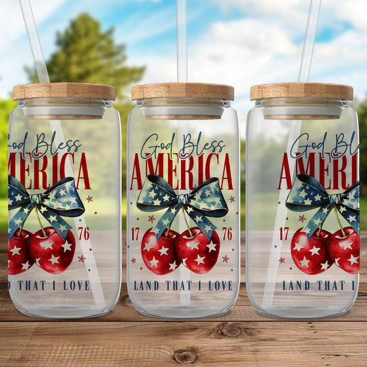 God Bless America Land That I Love Glass Beverage product