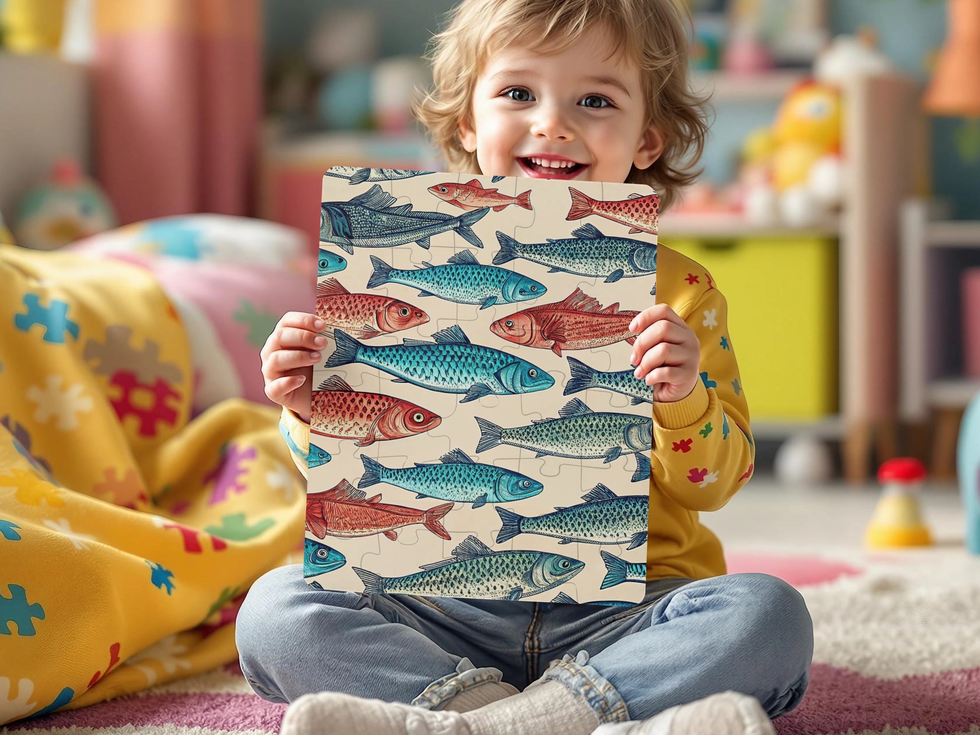 Colorful Vibrant Fish Print Children's Puzzle product