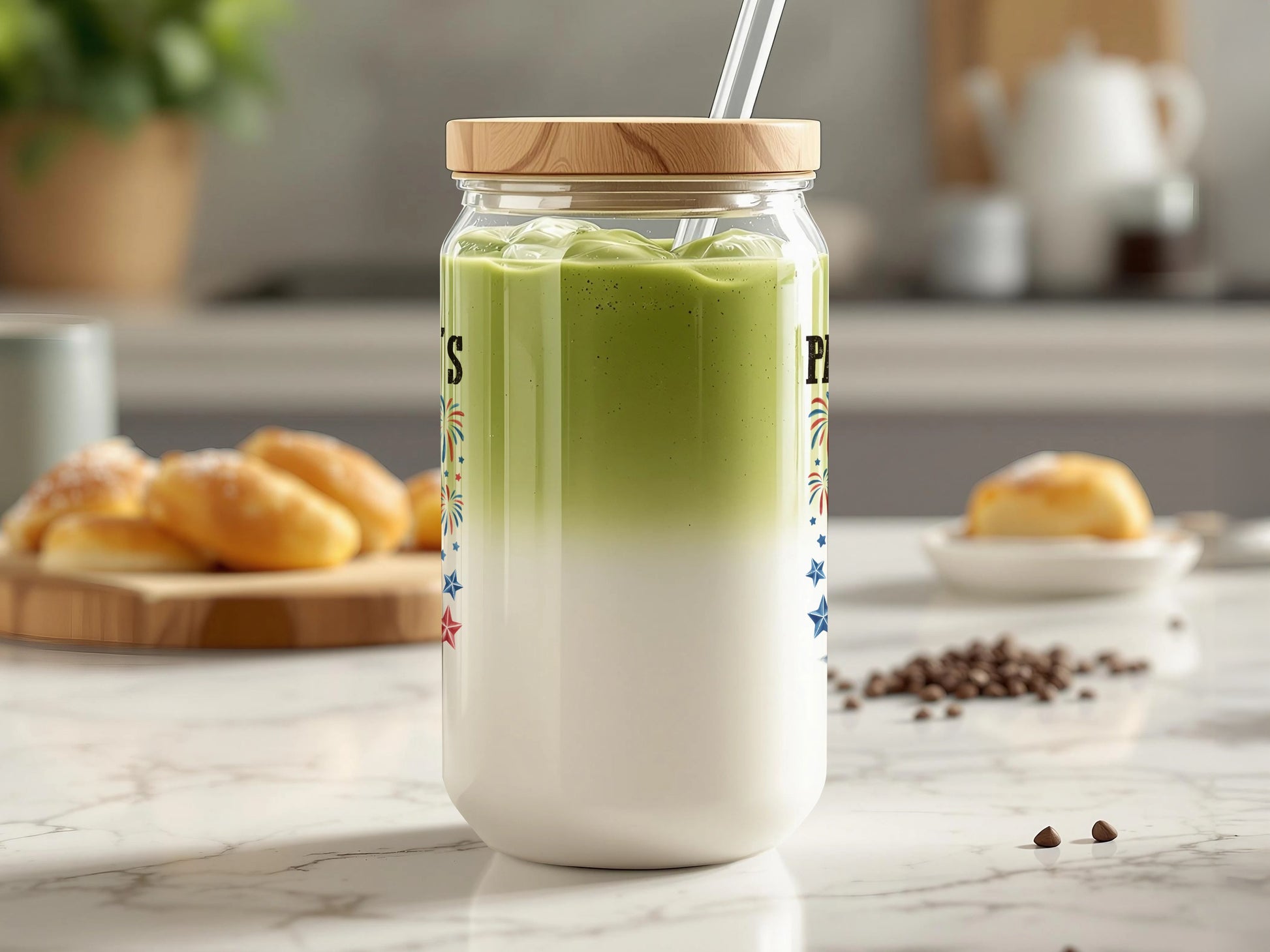 Festive Iced Matcha Latte Jar with Straw product