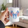 American Flags with Blue Ribbon Patriotic Mug product type