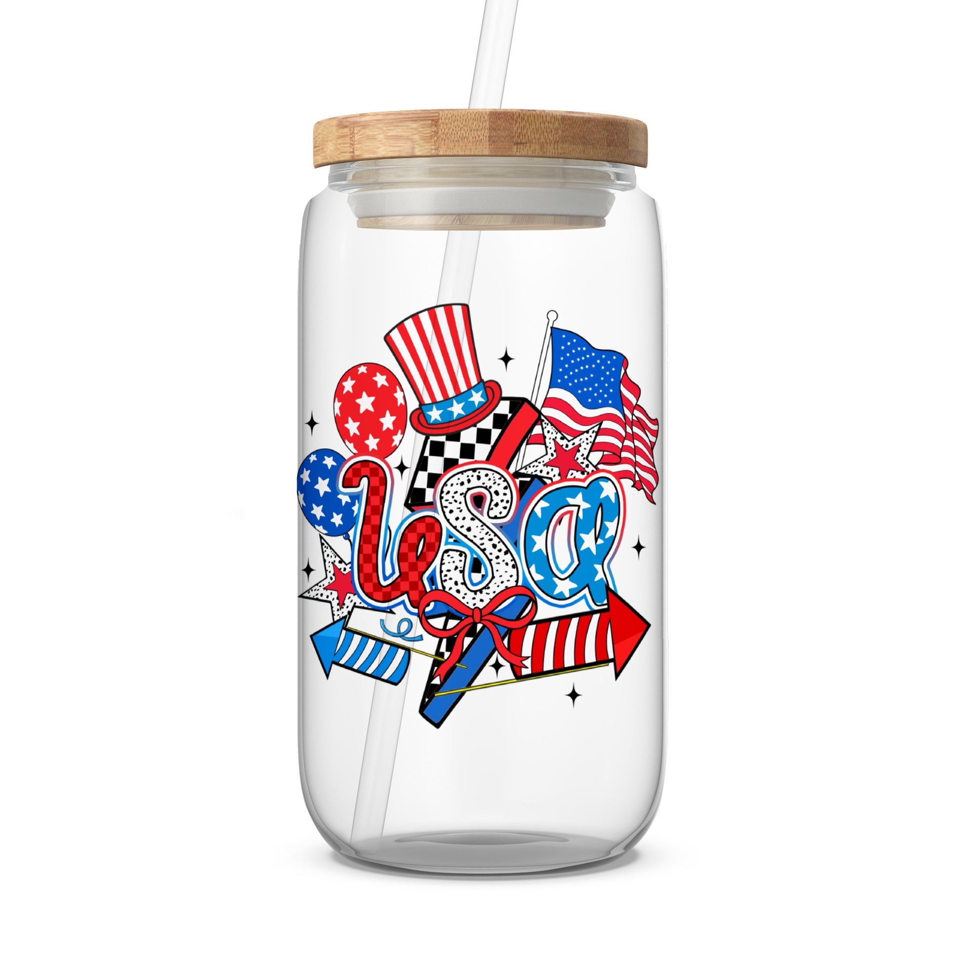 Patriotic Themed USA Colorful Design Glass Jar product type