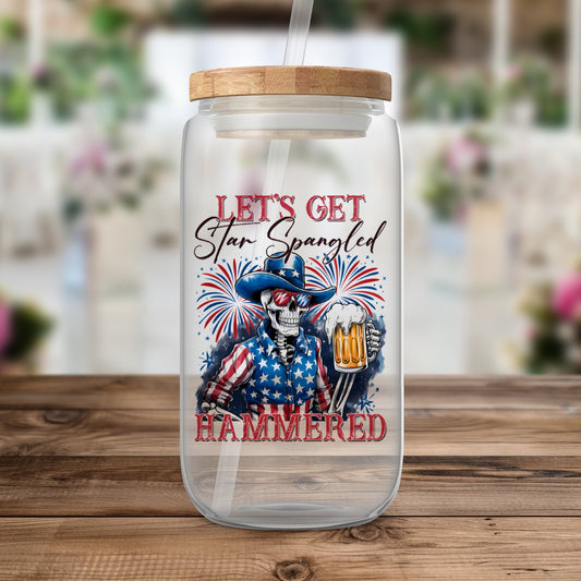 Star Spangled Hammered Skull Drinking Jar product