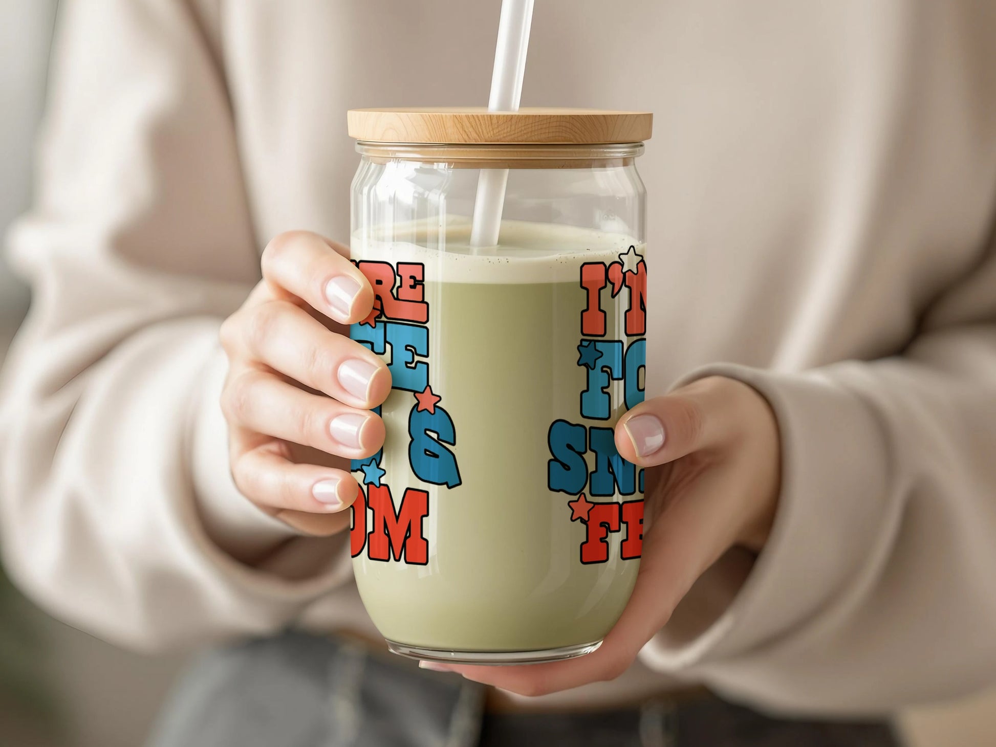 Fun Oversized Glass Cup with Straw Product