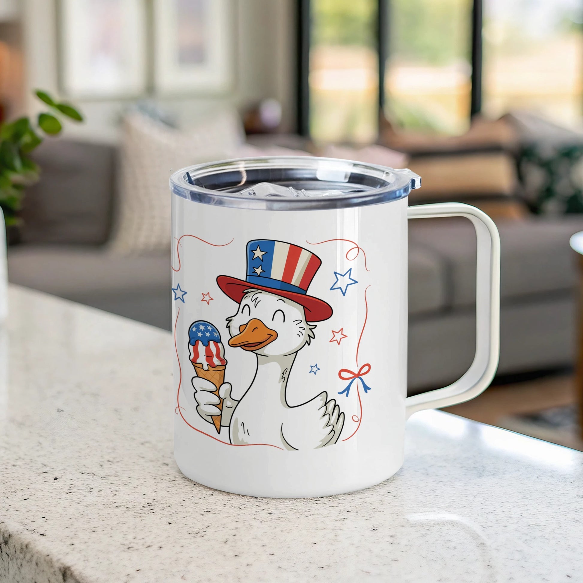 Patriotic Cartoon Duck with Ice Cream Mug product type
