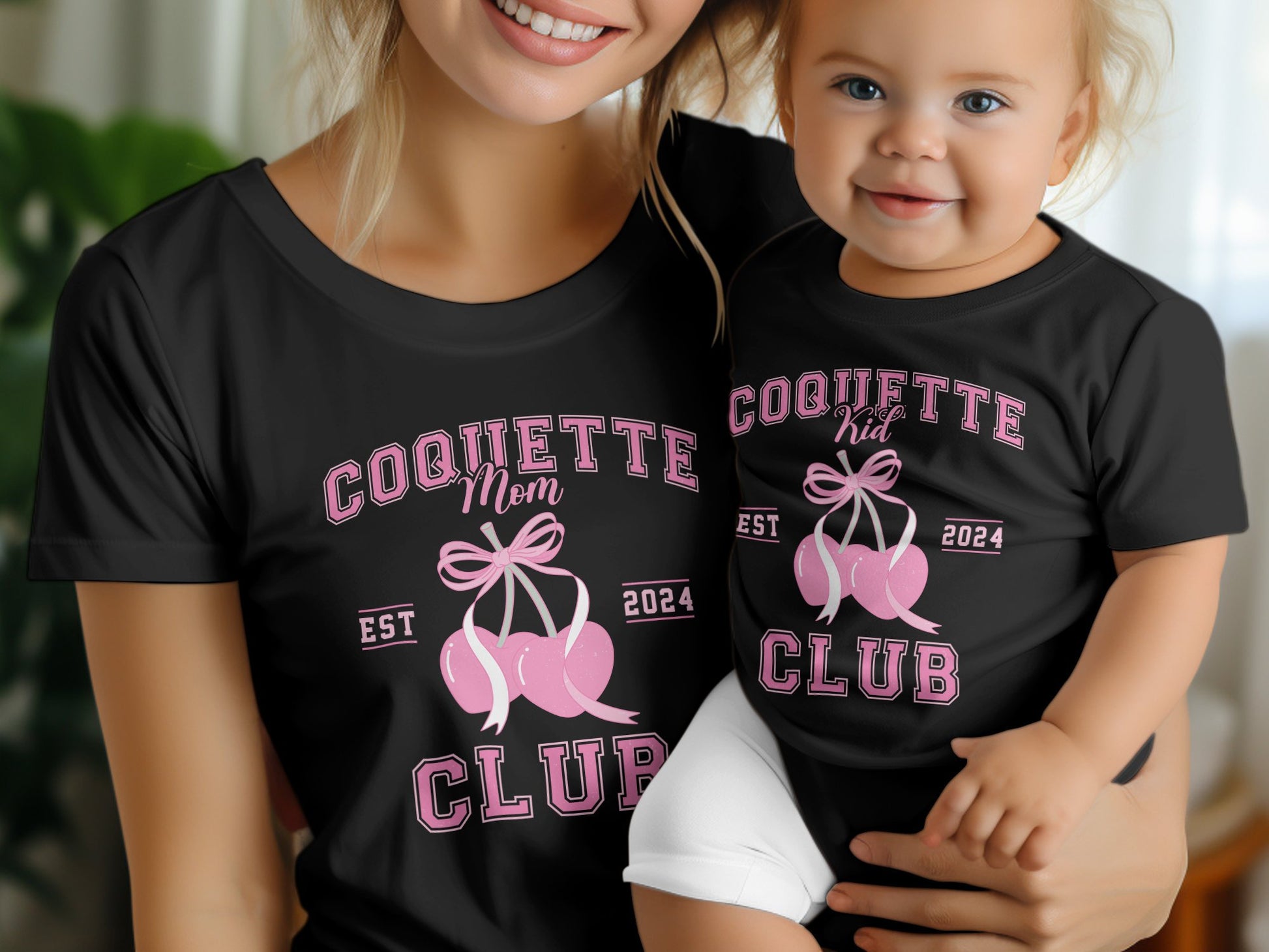 Mom and Me Coquette Club T-Shirt, Mama and Mini Matching Shirts, Pink Bow, Est 2024, Gift for Mothers