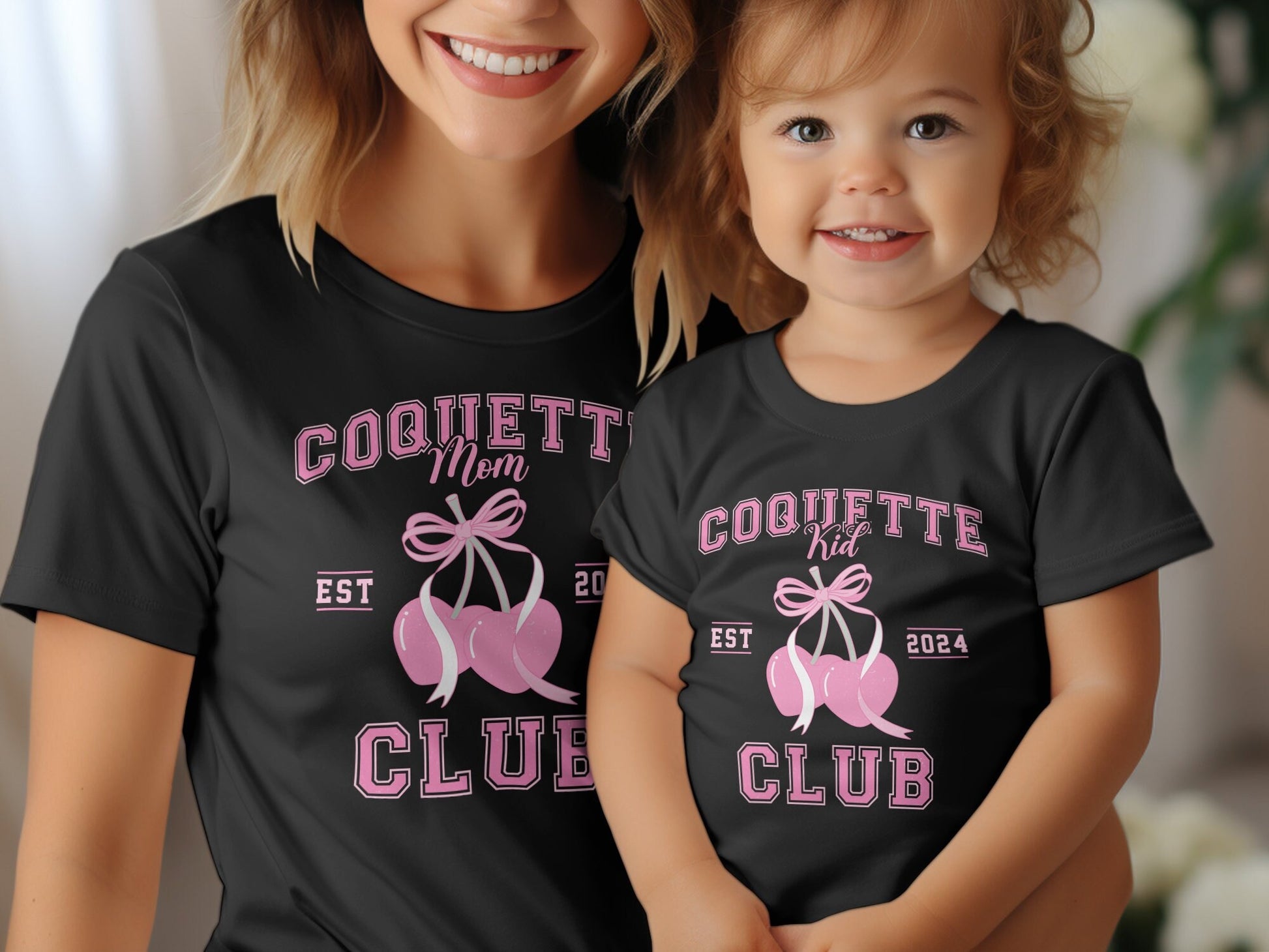 Mom and Me Coquette Club T-Shirt, Mama and Mini Matching Shirts, Pink Bow, Est 2024, Gift for Mothers