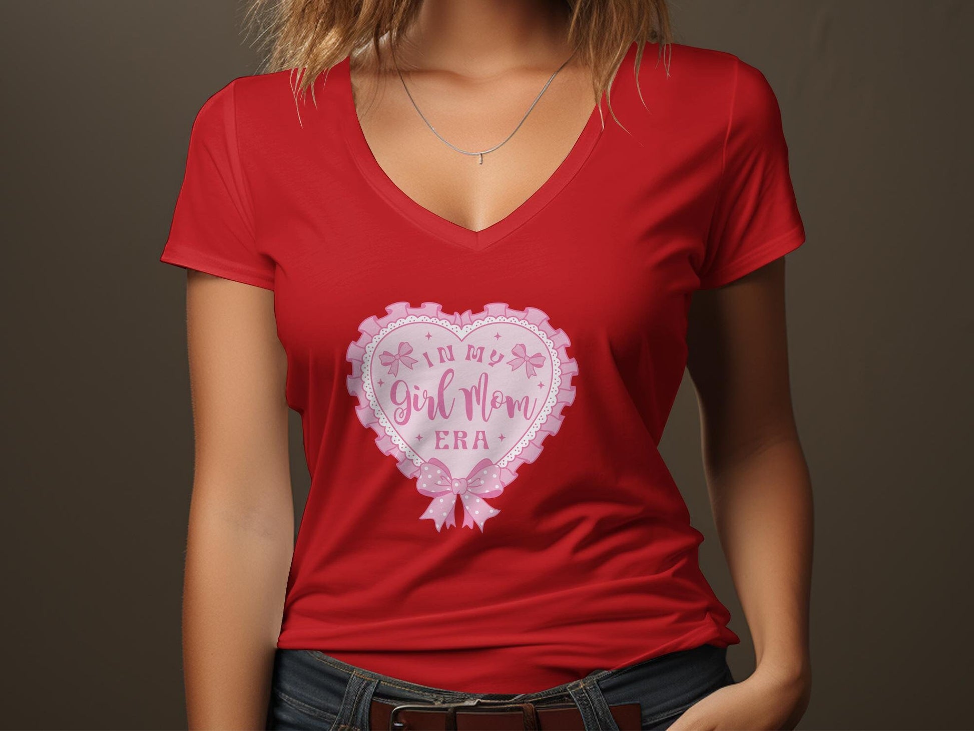 Girl Mom Era T-Shirt, Mom and Daughter Matching Tee, Coquette Mama and Mini Shirt, Mother's Day Gift, Pink Heart Mommy and Me Top