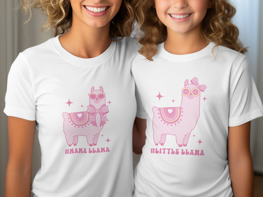 Mama Llama T-Shirt, Mom and Me Matching Tees, Cute Coquette Shirts, Mama and Mini, Mother's Day Gift