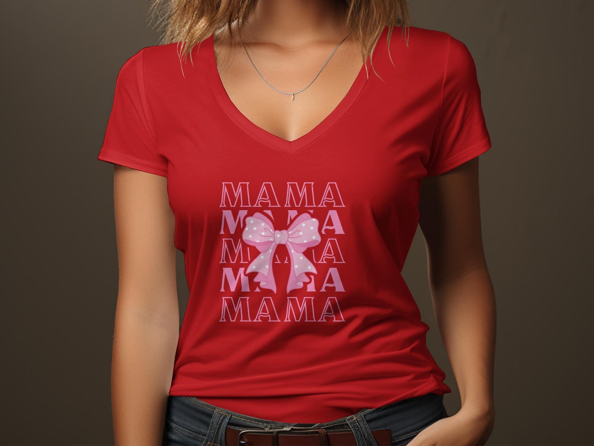 Mama and Mini Pink Bow Coquette T-Shirts, Cute Mommy and Me Matching Outfits, Feminine Mother Daughter Tees, Family Twinning Tops