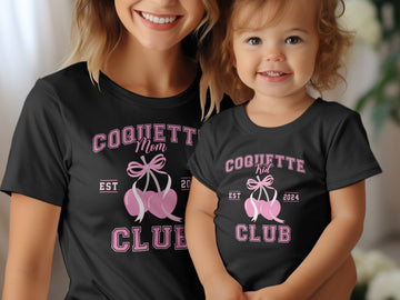 Mom and Me Coquette Club T-Shirt, Mama and Mini Matching Shirts, Mother's Day Gift, Pink Graphic Tee, Established 2024 Family Tees