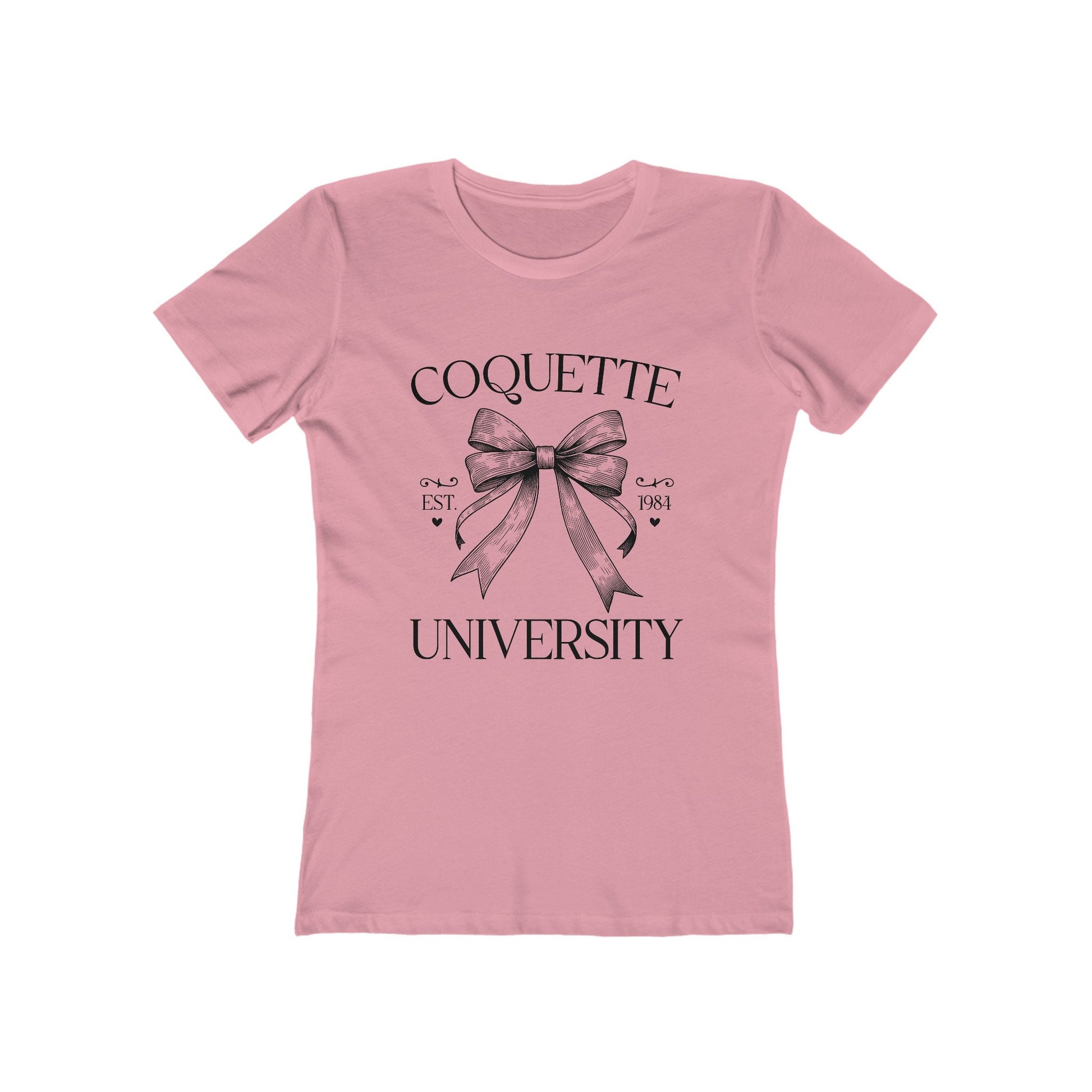 Coquette University Next Level Boyfriend Tee for Women, Coquette Slim Fit Soft Tee, Coquette Bow Baby Doll Tee