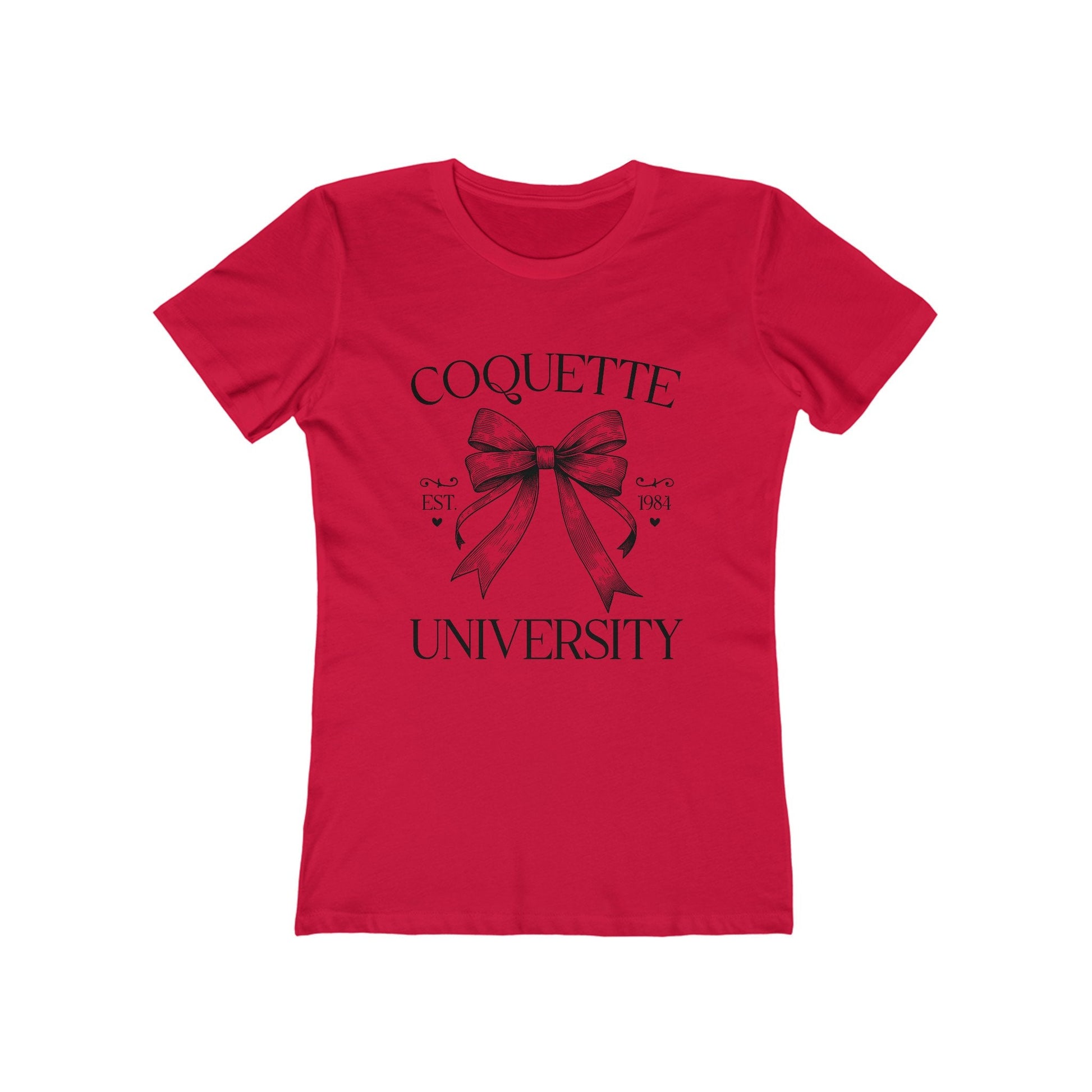 Coquette University Next Level Boyfriend Tee for Women, Coquette Slim Fit Soft Tee, Coquette Bow Baby Doll Tee