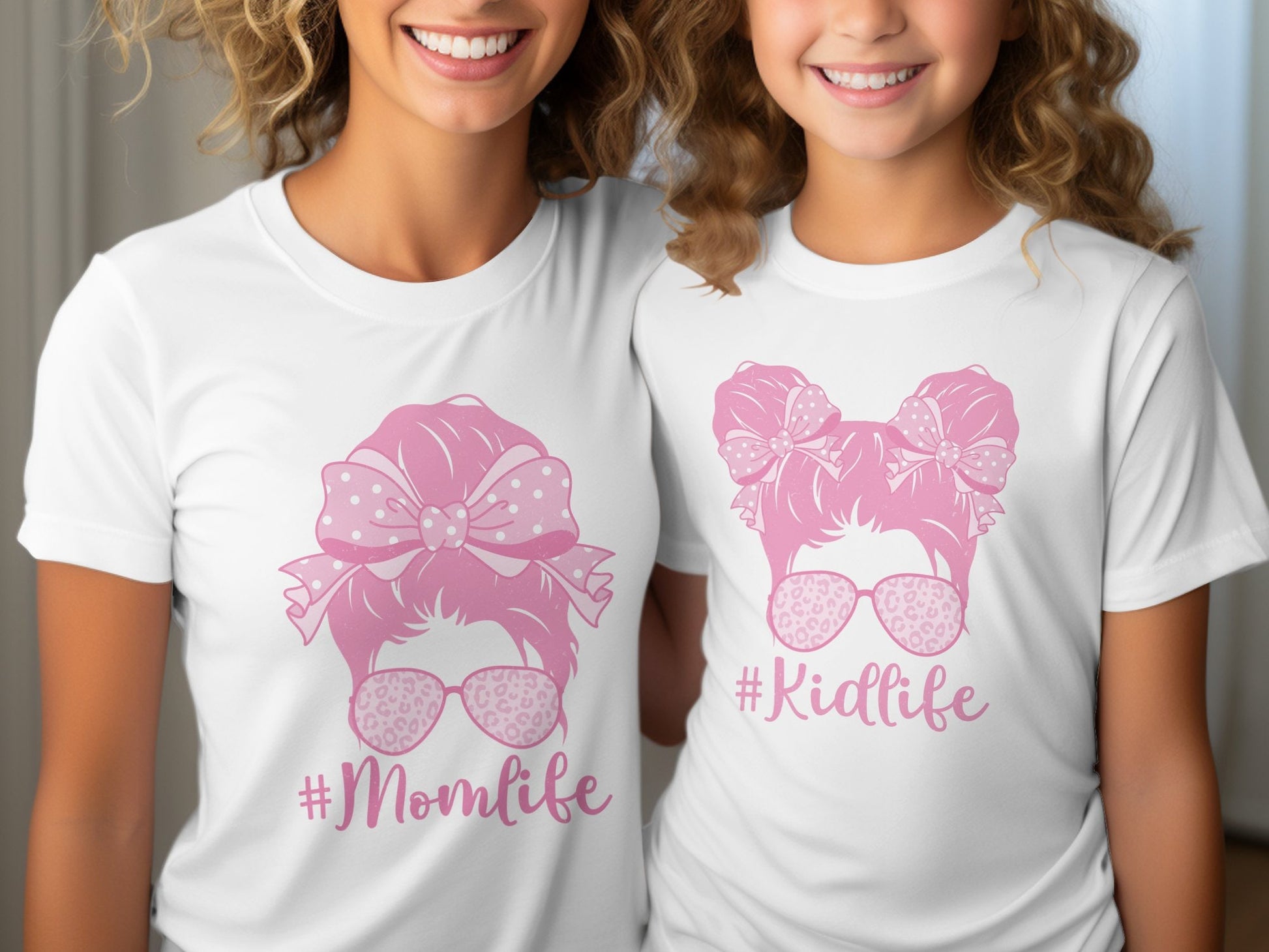 Mom and Me Coquette Tees, Mom life Pink Bow Matching Shirts, Mama and Mini Outfits