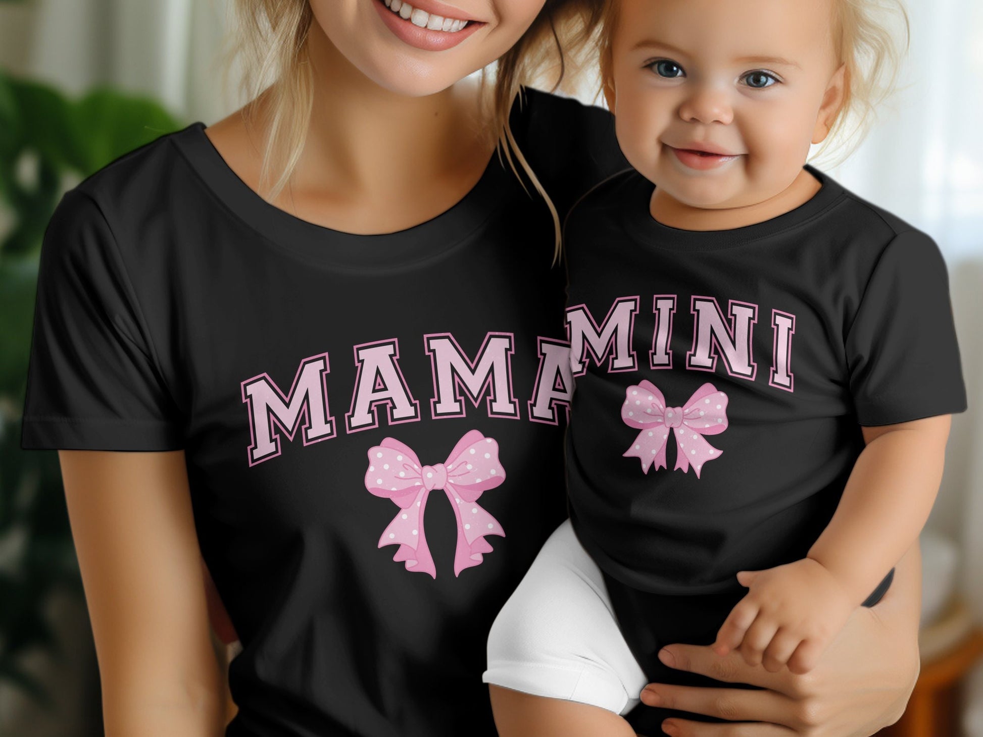 Mama Coquette Pink Bow T-Shirt, Mommy and Me Matching Outfit, Mama and Mini Tee, Mother's Day Gift, Casual Cotton Shirt