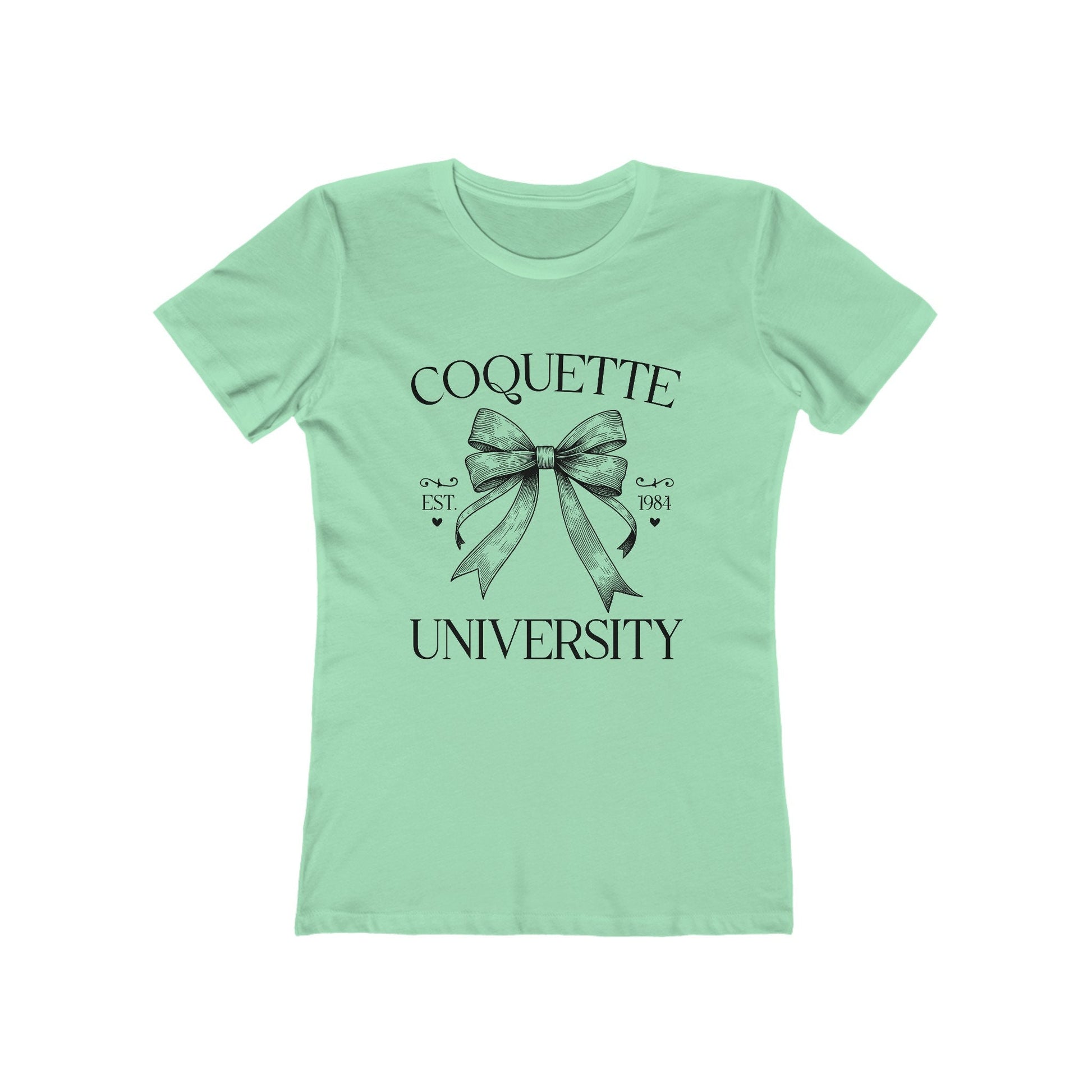 Coquette University Next Level Boyfriend Tee for Women, Coquette Slim Fit Soft Tee, Coquette Bow Baby Doll Tee