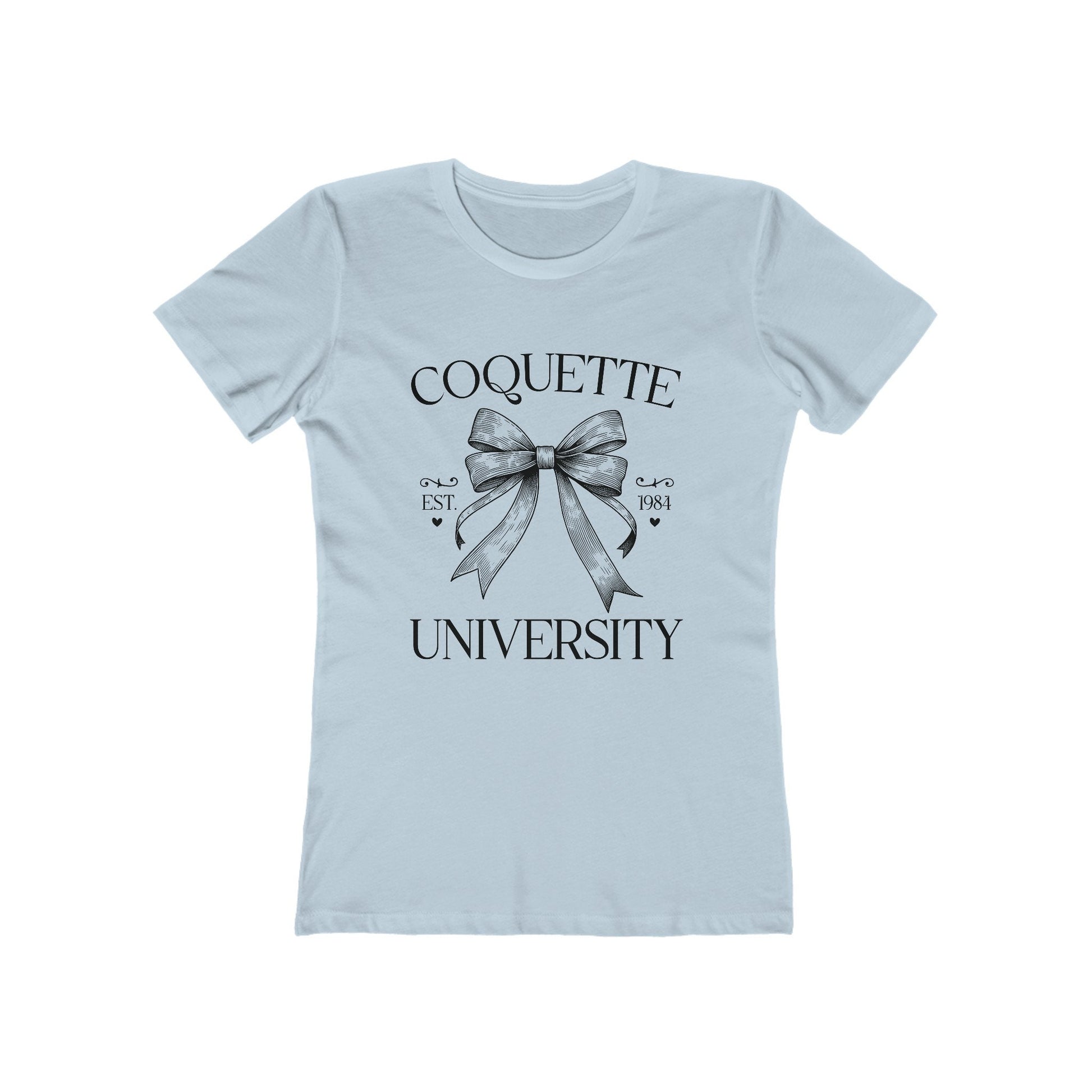 Coquette University Next Level Boyfriend Tee for Women, Coquette Slim Fit Soft Tee, Coquette Bow Baby Doll Tee