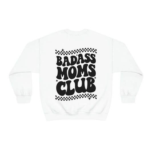 Copy of Front and Back Design, Badass Moms Club, Groovy Retro Aesthetic Unisex Heavy Blend™ Crewneck Sweatshirt