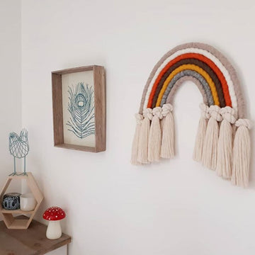 Macrame Rainbow Hanging Ornament Handmade Woven Wall Decor Baby Girls Room Decor Home Nursery Decoration Rainbow Pendants