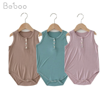 Modal summer Baby Romper Sleeveless pure colour sleepwear Baby Pajamas Newborn Baby Girls Boys Clothes