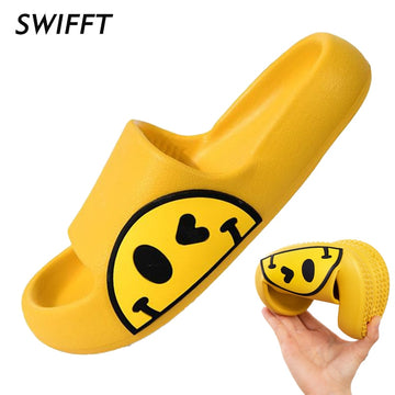 Smiley Face Slippers 2021 New Summer Beach Slides Children's Non-slip Sandals Women Men Platform Shoes Indoor Bathing Flip Flop