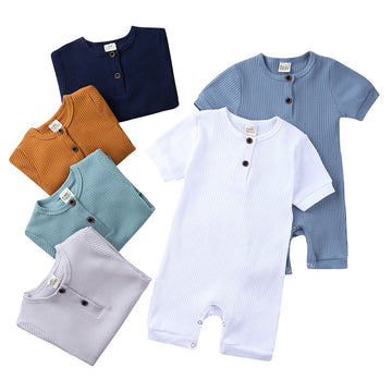 Summer Newborn Baby Romper Soild Color Baby Clothes Girl Rompers Cotton Short Sleeve O-neck Infant Boys Romper 0-24 Months