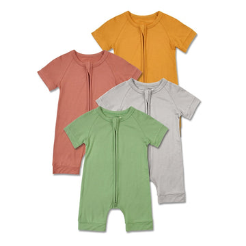 Soft Bamboo Fiber Baby Zipper Romper Summer Short Sleeve Baby Boy Girl Clothes New Born Onesies Baby Jumpsuit Girls Pajamas 0-18