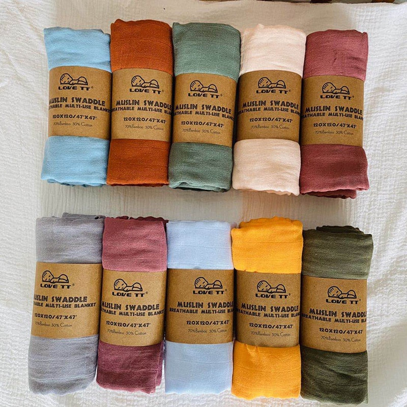 Muslin 70% Bamboo Baby Blanket Baby Swaddle Wrap Newborn Blankets 2 Layers Cotton Baby Gauze Clothes for Infant Girls Boys