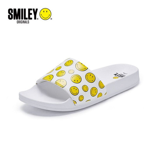 Smiley Slippers Men and Women Summer Smiley Face Full Print Flat Bottom Non-slip Slippers Couples Beach Fashion Slippers