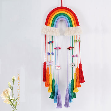 Rainbow Macrame Wall Hanging For Girls Tassel Tapestry Nursery Kawaii Baby Room Decor Handmade Rope Home Decoration Ornament