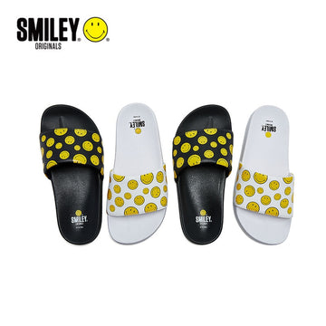 Smiley Slippers Men and Women Summer Smiley Face Full Print Flat Bottom Non-slip Slippers Couples Beach Fashion Slippers