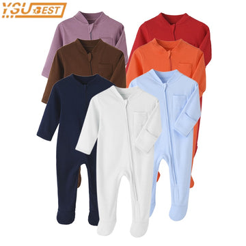 Toddler Long Sleeve Baby Zipper Romper Baby Zip Romper Custom Baby Romper With Feet Zipper Pajamas Sleepwear Onesie Clothes