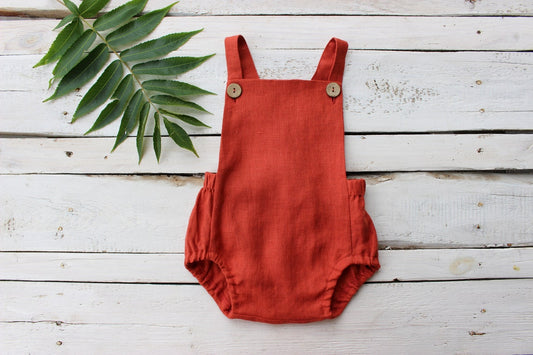 Solid Cotton Linen Newborn Infant Baby Girls Rompers Baby Boys