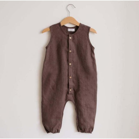 Summer Infant Baby Boys Girls Romper Cotton Linen Baby Jumpsuit Button