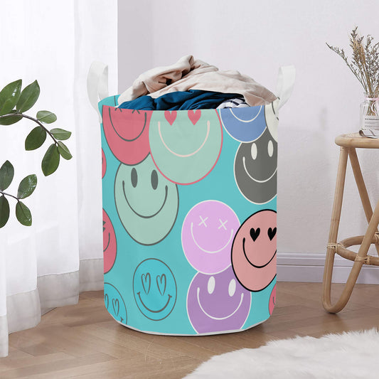 Retro Smiley Face Round Laundry Basket